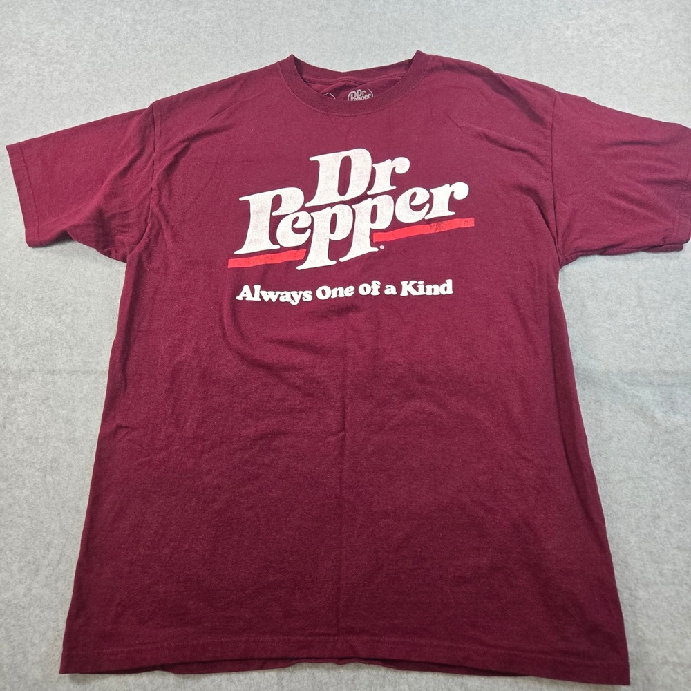 Dr Pepper T Shirt Mens Large Maroon Graphic Tee Always One of a Kind Cotton